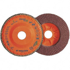 WALTER Surface Technologies - 120 Grit, 7" Disc Diam, 7/8" Center Hole, Zirconia Alumina Flap Disc - 8,600 Max RPM, Plastic Backing, Arbor Attaching System, Coated - Eagle Tool & Supply