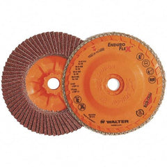 WALTER Surface Technologies - 80 Grit, 7" Disc Diam, 7/8" Center Hole, Zirconia Alumina Flap Disc - 8,600 Max RPM, Plastic Backing, Arbor Attaching System, Coated - Eagle Tool & Supply