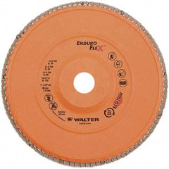WALTER Surface Technologies - 120 Grit, 7" Disc Diam, 7/8" Center Hole, Zirconia Alumina Flap Disc - 8,600 Max RPM, Plastic Backing, Arbor Attaching System, Coated - Eagle Tool & Supply