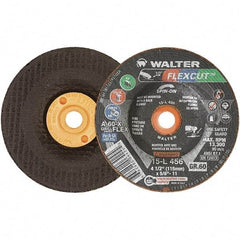 WALTER Surface Technologies - 4-1/2" Diam x 5/8" Hole, 60 Grit Surface Grinding Wheel - Aluminum Oxide, Medium Grade, 13,300 Max RPM - Eagle Tool & Supply