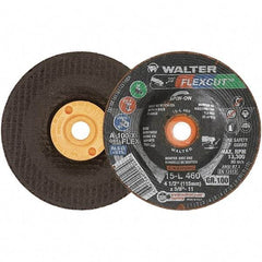 WALTER Surface Technologies - 4-1/2" Diam x 5/8" Hole, 100 Grit Surface Grinding Wheel - Aluminum Oxide, Fine Grade, 13,300 Max RPM - Eagle Tool & Supply