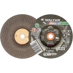 WALTER Surface Technologies - 5" Diam x 5/8" Hole, 60 Grit Surface Grinding Wheel - Aluminum Oxide, Medium Grade, 12,200 Max RPM - Eagle Tool & Supply