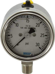 Wika - 2-1/2" Dial, 1/4 Thread, 30 Scale Range, Pressure Gauge - Lower Connection Mount, Accurate to 2-1-2% of Scale - Eagle Tool & Supply