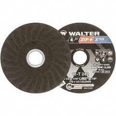 WALTER Surface Technologies - 4-1/2" 46 Grit Aluminum Oxide Cutoff Wheel - 1/16" Thick, 7/8" Arbor, 13,300 Max RPM, Use with Angle Grinders - Eagle Tool & Supply