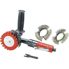 Dynabrade - 4" Wheel Diam, 3,200 RPM, Pneumatic Angle & Disc Grinder - 1/4-20 Spindle, 28 CFM, Rear Exhaust - Eagle Tool & Supply