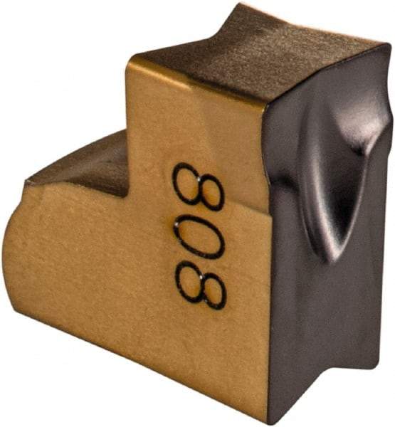 Iscar - TAGN4 J IC808 Grade, 0.157" Cutting Width, Carbide Cutoff Insert - Neutral Lead Angle, 0.009" Cnr Rad, TiN/TiAlN Coated, Single End - Eagle Tool & Supply