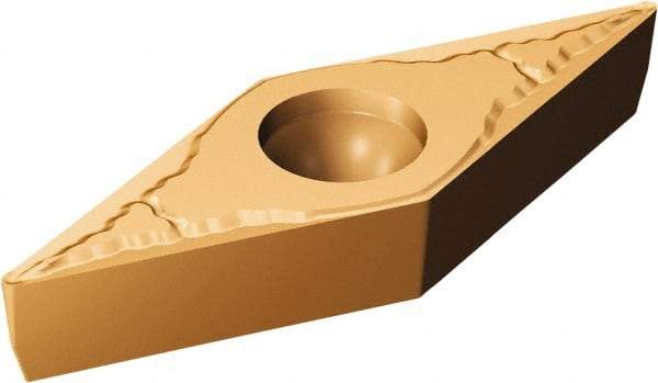 Sandvik Coromant - VBMT331 MM Grade 1125 Carbide Turning Insert - TiCN/Al2O3/TiN Finish, 35° Parallelogram, 3/8" Inscr Circle, 3/16" Thick, 1/64" Corner Radius - Eagle Tool & Supply