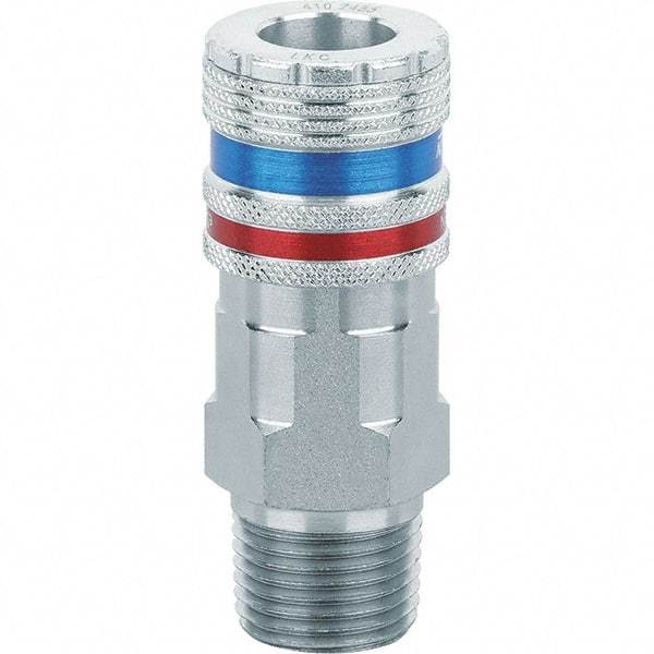 Dynabrade - 1/2 Male NPT Pneumatic Hose Coupler - Steel/Brass, 1/2" Body Diam - Eagle Tool & Supply
