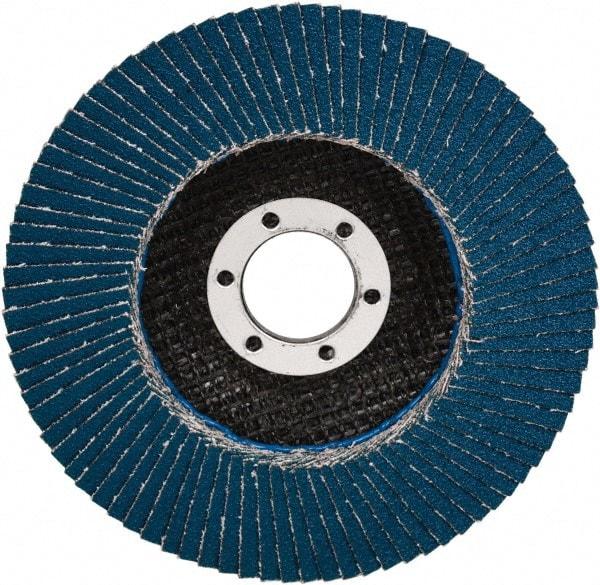 3M - 60 Grit, 4-1/2" Disc Diam, 5/8-11 Center Hole, Type 29 Zirconia Alumina Flap Disc - 13,300 Max RPM, Cloth Backing, Arbor Attaching System, Coated - Eagle Tool & Supply