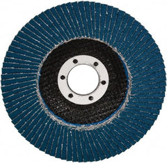 3M - 80 Grit, 4-1/2" Disc Diam, 7/8" Center Hole, Type 27 Zirconia Alumina Flap Disc - 13,300 Max RPM, Cloth Backing, Arbor Attaching System, Coated - Eagle Tool & Supply