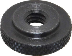 Gibraltar - 1/4-20" UNC Thread, Black Oxide Finish, Steel Round Knurled Check Nut - 7/32" Overall Height, 3/4" Head Diam, 1/2" Base Diam - Eagle Tool & Supply