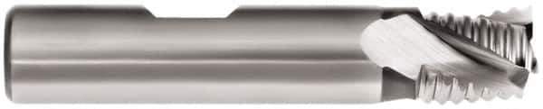 Interstate - 1/2" Diam, Coarse Pitch, 1/2" LOC, 3 Flute Cobalt Roughing Square End Mill - Uncoated, 2-1/2" OAL, 1/2" Shank Diam, Single End, Centercutting - Eagle Tool & Supply