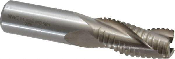 Value Collection - 3/4" Diam, 1-5/8" LOC, 3 Flute Cobalt Roughing & Finishing Square End Mill - Uncoated, 3-7/8" OAL, 3/4" Shank Diam, Weldon Shank, 30° Helix, Non-Centercutting - Eagle Tool & Supply