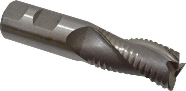 Value Collection - 1" Diam, 2" LOC, 3 Flute Cobalt Roughing & Finishing Square End Mill - Uncoated, 4-1/2" OAL, 1" Shank Diam, Weldon Shank, 30° Helix, Non-Centercutting - Eagle Tool & Supply