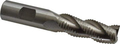 Interstate - 3/4" Diam, Coarse Pitch, 2" LOC, 3 Flute Cobalt Roughing Square End Mill - Uncoated, 4-1/4" OAL, 3/4" Shank Diam, Single End, Centercutting - Eagle Tool & Supply