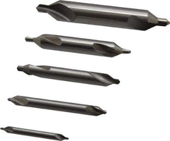 Hertel - 5 Piece, #1 to 5, Plain Edge, High Speed Steel Combo Drill & Countersink Set - 60° Incl Angle - Eagle Tool & Supply