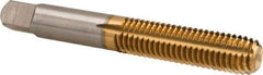 Hertel - M10x1.50 Metric Coarse D10 Thread Limit Bottoming Thread Forming Tap - High Speed Steel, TiN Finish, 2-15/16" OAL - Eagle Tool & Supply