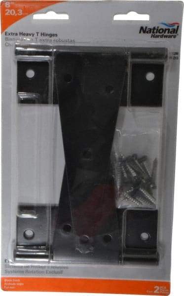 National Mfg. - 8" Long x 5-21/32" Wide x 1/8" Thick, T Hinge - Steel, Black Finish - Eagle Tool & Supply