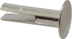 RivetKing - 0.1 to 0.17" Hole Diam, Dome Head, Nickel Plated Steel, Split Rivet - 5/16 Head Diam, 1/2" Length Under Head, 9/64 Body Diam - Eagle Tool & Supply