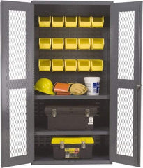 Durham - 2 Shelf 15 Bin Visible Storage Cabinet - Steel, 36" Wide x 24" Deep x 72" High, Gray - Eagle Tool & Supply