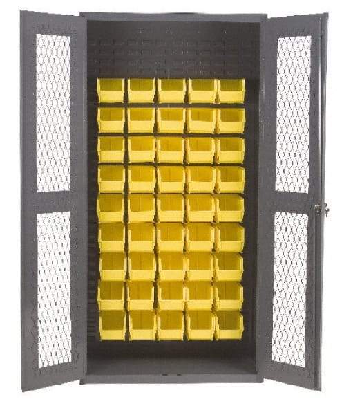 Durham - 45 Bin Visible Storage Cabinet - Steel, 36" Wide x 18" Deep x 72" High, Gray - Eagle Tool & Supply