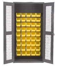 Durham - 45 Bin Visible Storage Cabinet - Steel, 36" Wide x 18" Deep x 72" High, Gray - Eagle Tool & Supply