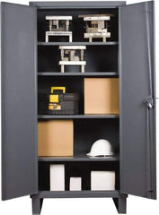Durham - 4 Shelf Locking Storage Cabinet - Steel, 36" Wide x 24" Deep x 78" High, Gray - Eagle Tool & Supply