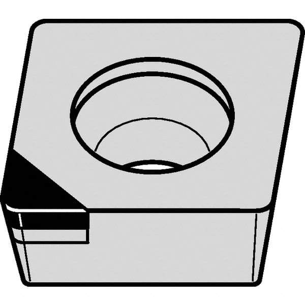 Kennametal - CPGW21.51 FW Grade KD1425 Polycrystalline Diamond (PCD) Turning Insert - 80° Diamond, 1/4" Inscr Circle, 3/32" Thick, 1/64" Corner Radius - Eagle Tool & Supply