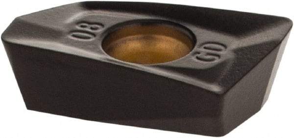 Kennametal - EP1008 Grade KCPK30 Carbide Milling Insert - TiN/TiCN/Al2O3 Finish, 0.1476" Thick, 0.8mm Corner Radius - Eagle Tool & Supply