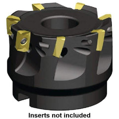 Kennametal - 6 Inserts, 63mm Cut Diam, 22mm Arbor Diam, 9.9mm Max Depth of Cut, Indexable Square-Shoulder Face Mill - 0/90° Lead Angle, 40mm High, EC10.., EP10.. Insert Compatibility, Series Mill 1-10 - Eagle Tool & Supply