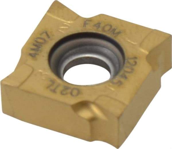 Seco - SNHQ1204502 M07 Grade F40M Carbide Milling Insert - TiAlN/TiN Finish, 0.178" Thick, 1/2" Inscribed Circle, 0.008" Corner Radius - Eagle Tool & Supply