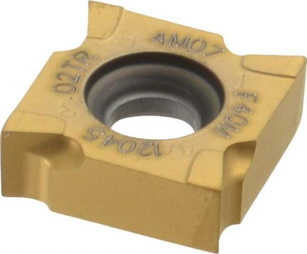 Seco - SNHQ1204502 M07 Grade F40M Carbide Milling Insert - TiAlN/TiN Finish, 0.177" Thick, 1/2" Inscribed Circle, 0.008" Corner Radius - Eagle Tool & Supply