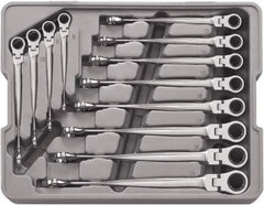 GearWrench - 12 Piece, 8mm to 19mm, 12 Point Ratcheting Combination Wrench/X-Beam Set - Metric Measurement Standard, Chrome Finish, Comes in Plastic Tray - Eagle Tool & Supply