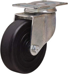 Hamilton - 4" Diam x 1-1/4" Wide x 5" OAH Top Plate Mount Swivel Caster - Hard Rubber, 165 Lb Capacity, Self-Lubricating Bearing, 2-1/2 x 3-3/4" Plate - Eagle Tool & Supply