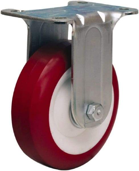 Hamilton - 4" Diam x 1-3/8" Wide x 5" OAH Top Plate Mount Rigid Caster - Polyurethane Mold on Polypropylene, 325 Lb Capacity, Sealed Precision Ball Bearing, 2-3/4 x 3-3/4" Plate - Eagle Tool & Supply