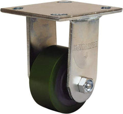 Hamilton - 3-1/4" Diam x 1-1/2" Wide x 5-1/4" OAH Top Plate Mount Rigid Caster - Polyurethane Mold onto Cast Iron Center, 475 Lb Capacity, Straight Roller Bearing, 4 x 4-1/2" Plate - Eagle Tool & Supply