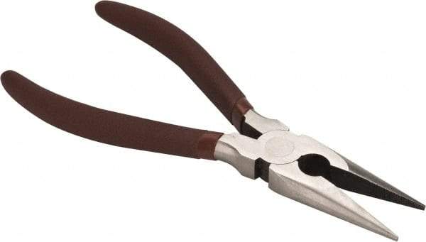 Paramount - 8" OAL, 2-23/64" Jaw Length x 7/8" Jaw Width, Long Nose Side Cutting Pliers - Serrated Jaw, Standard Head, Plastic Dipped Handles - Eagle Tool & Supply