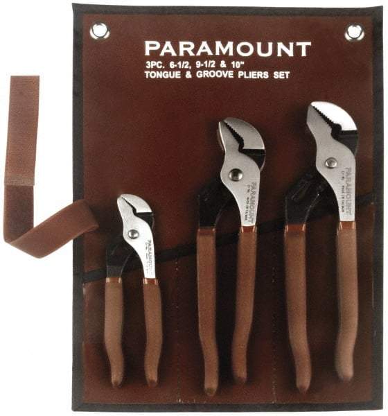 Paramount - 3 Piece Tongue & Groove Plier Set - Comes in Canvas Roll - Eagle Tool & Supply