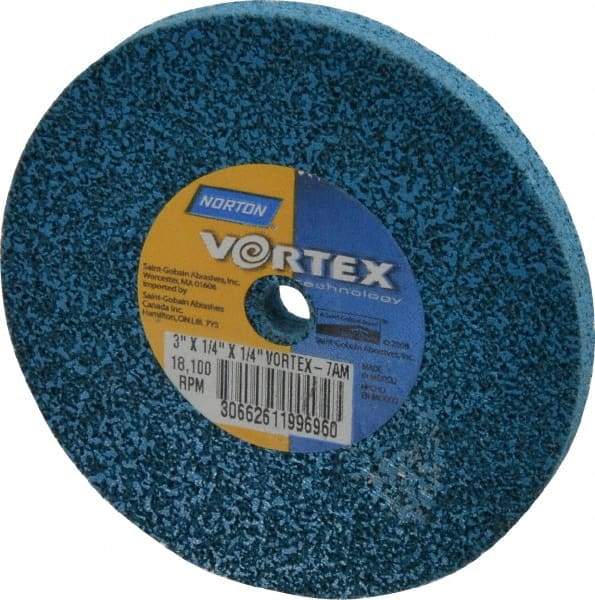 Norton - 3" Diam, 1/4" Face Width, 1/4" Center Hole, Medium Grade, Aluminum Oxide Deburring Wheel - Unitized, Medium Density 7 Grade - Eagle Tool & Supply