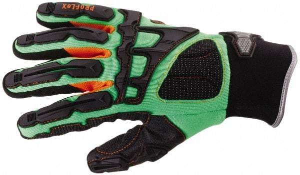 Ergodyne - Size M (8) Molded TPR Armor Anti-Vibration/Impact Protection Work Gloves - For General Purpose, Uncoated, Slip-On Cuff, Full Fingered, Orange, Paired - Eagle Tool & Supply