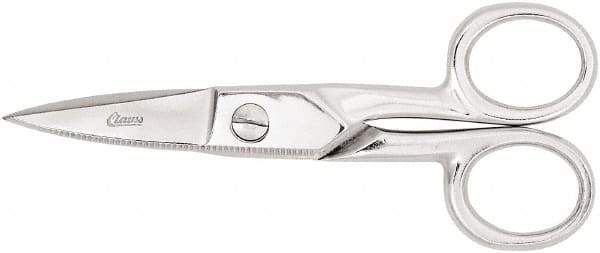 Clauss - 2" LOC, 5-1/4" OAL Chrome Plated Straight Scissors - Steel Straight Handle, For Paper, Fabric - Eagle Tool & Supply