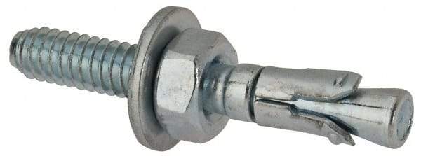 Powers Fasteners - 1/4" Diam, 1/4" Drill, 1-3/4" OAL, Wedge Expansion Concrete Anchor - 1018 Steel, Zinc-Plated Finish, Hex Nut Head, Hex Drive, 3/4" Thread Length - Eagle Tool & Supply