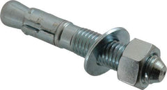 Powers Fasteners - 3/4" Diam, 3/4" Drill, 4-3/4" OAL, 1-7/8" Min Embedment Wedge Expansion Concrete Anchor - 1018 Steel, Zinc-Plated Finish, Hex Nut Head, Hex Drive, 2-1/4" Thread Length - Eagle Tool & Supply