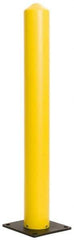 Eagle - 5" Diam x 42" High, Yellow High Density Polyethylene Bollard - 10" Wide x 10" Long Mounting Plate, 5 Lb - Eagle Tool & Supply