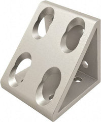 80/20 Inc. - 80mm Wide, Open Shelving 8 Hole Inside Corner Gusset - Aluminum, Clear Anodized Finish, 76mm Long, Use with 40 Series & Bolt Kit 75-3422 - Eagle Tool & Supply