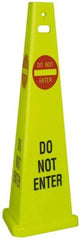 NMC - Do Not Enter, 40" High, Plastic Floor Sign - Cone, Red & Black on Yellow, For Security & Admittance - Eagle Tool & Supply