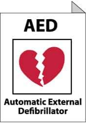 NMC - "AED - Automatic External Defibrillator", 10" Long x 8" Wide, Rigid Plastic Safety Sign - Rectangle, 0.05" Thick, Use for First Aid - Eagle Tool & Supply