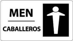 NMC - "Men", 10" Long x 18" Wide, Pressure-Sensitive Vinyl Safety Sign - Rectangle, 0.004" Thick, Use for Restroom, Janitorial & Housekeeping - Eagle Tool & Supply