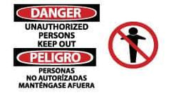 NMC - "Danger - Unauthorized Persons - Keep Out", 10" Long x 18" Wide, Pressure-Sensitive Vinyl Safety Sign - Rectangle, 0.004" Thick, Use for Accident Prevention - Eagle Tool & Supply