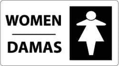 NMC - "Women", 10" Long x 18" Wide, Pressure-Sensitive Vinyl Safety Sign - Rectangle, 0.004" Thick, Use for Restroom, Janitorial & Housekeeping - Eagle Tool & Supply